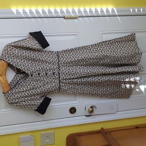 Vintage Full Skirt Dress In Scottie Print. 1940s Style.